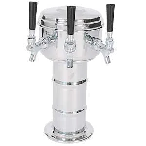 Micro Matic MTM-3PSS Draft Beer Tower 7‑5/16"×14" CT Air‑Cooled 3 Brass Taps 5" OC 10‑1/4" Clearance