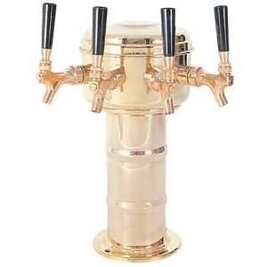 Micro Matic MTM-4BR Countertop AC Brass Tower, 7-5/16"×14" H, Finish, 4 Faucets, 10-1/4", 6" Base