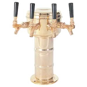 Micro Matic MTM-4BRKR Mini-Mushroom Draft Beer Tower 7-5/16" Dia x 14" H 4 Faucets Brass