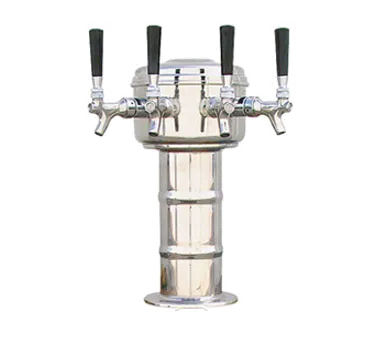Micro Matic MTM-4PSS Countertop Beer Tower, 7-5/16" Dia. x 14" H, 4 Chrome Brass Faucets, Finish