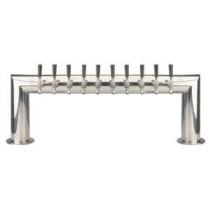 Micro Matic PT4A-10PSS Pass-Thru Draft Beer Tower, 41"W x 14-1/4"H, 2 Columns, 10 Brass Faucets