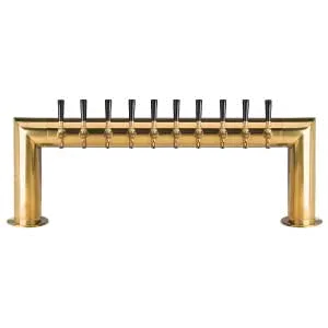 Micro Matic PT4A-10PVDKR Beer Tower, 41" W × 14-1/4" H, Glycol-Cooled, Brass, 2C, 10 PVD Faucets