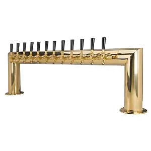 Micro Matic PT4A-12PVD Draft Beer Tower, 47"W, 12 Brass Faucets, 2 Columns, PVD Brass Finish