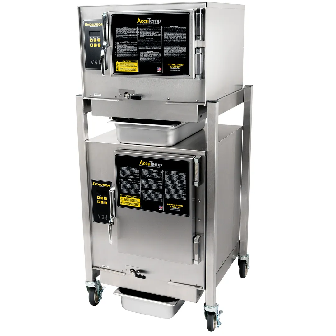 AccuTemp N3/N61201E060 DBL 9 Pan Gas Boilerless Convection Steamers w/ Double Stacked, Plumbed