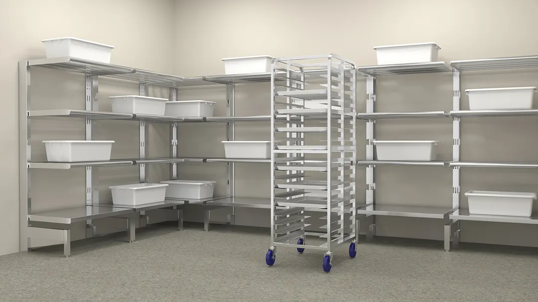 Winholt SCASS-2448-3-SU 3-Shelf Aluminum Cantilevered Starter Shelving Unit Kit - 24" x 48"