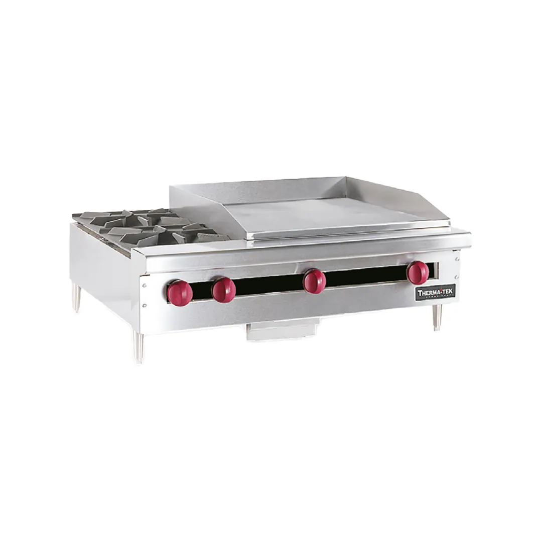 Therma-Tek TC60-4-36G 60" Countertop Gas Griddle/Hotplate Combo, 5/8" Steel Plate, 210.000 BTU
