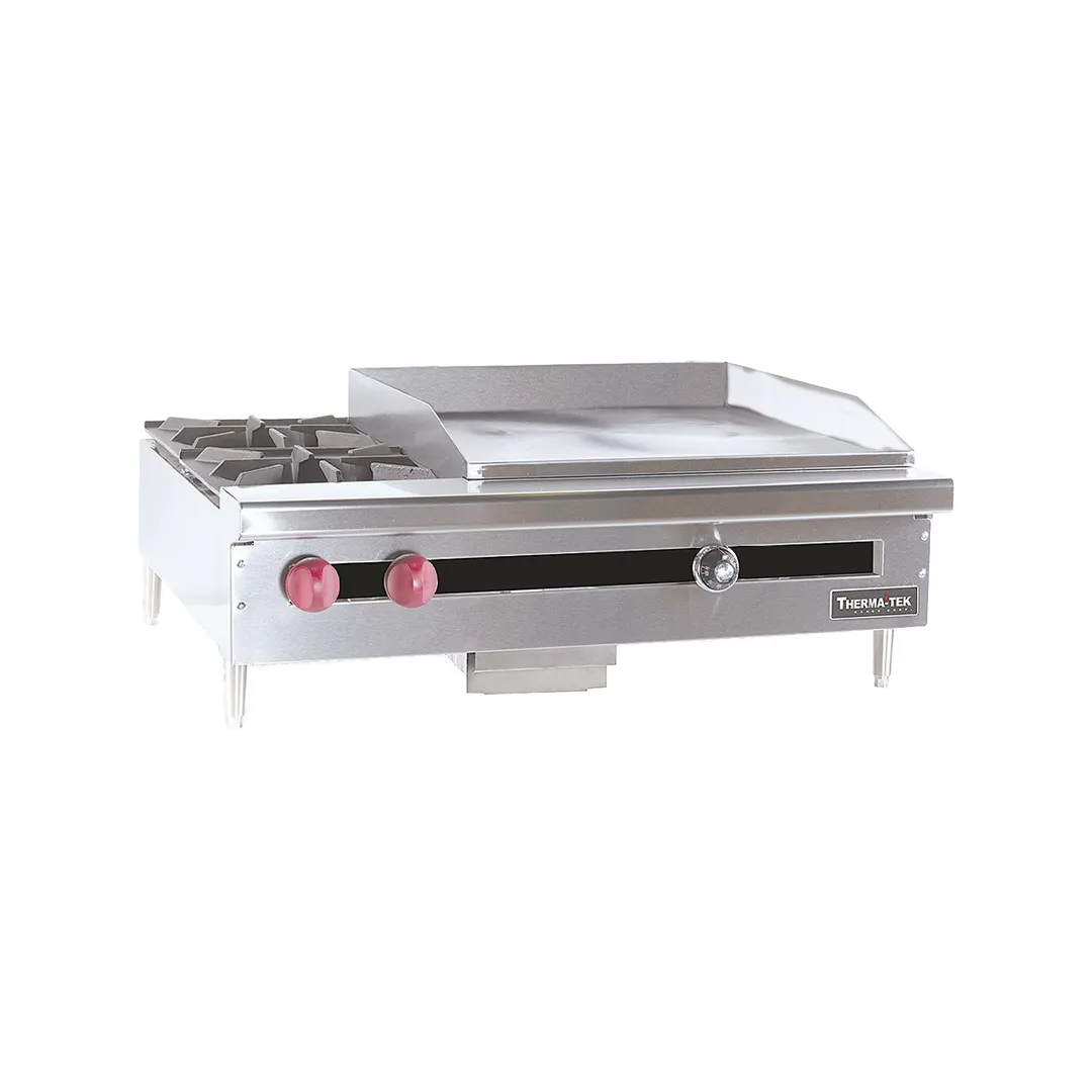 Therma-Tek TC60-8-12TG-1 60" Countertop Gas Thermostatic Griddle/Hotplate Combo, 1" Steel Plate