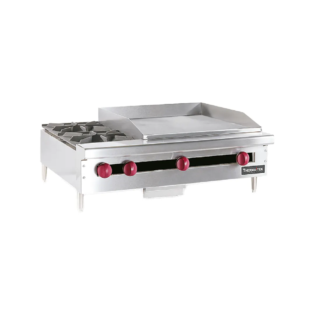 Therma-Tek TC72-6-36G-1 72" Countertop Gas Griddle/Hotplate Combo, 1" Steel Plate, 270.000 BTU