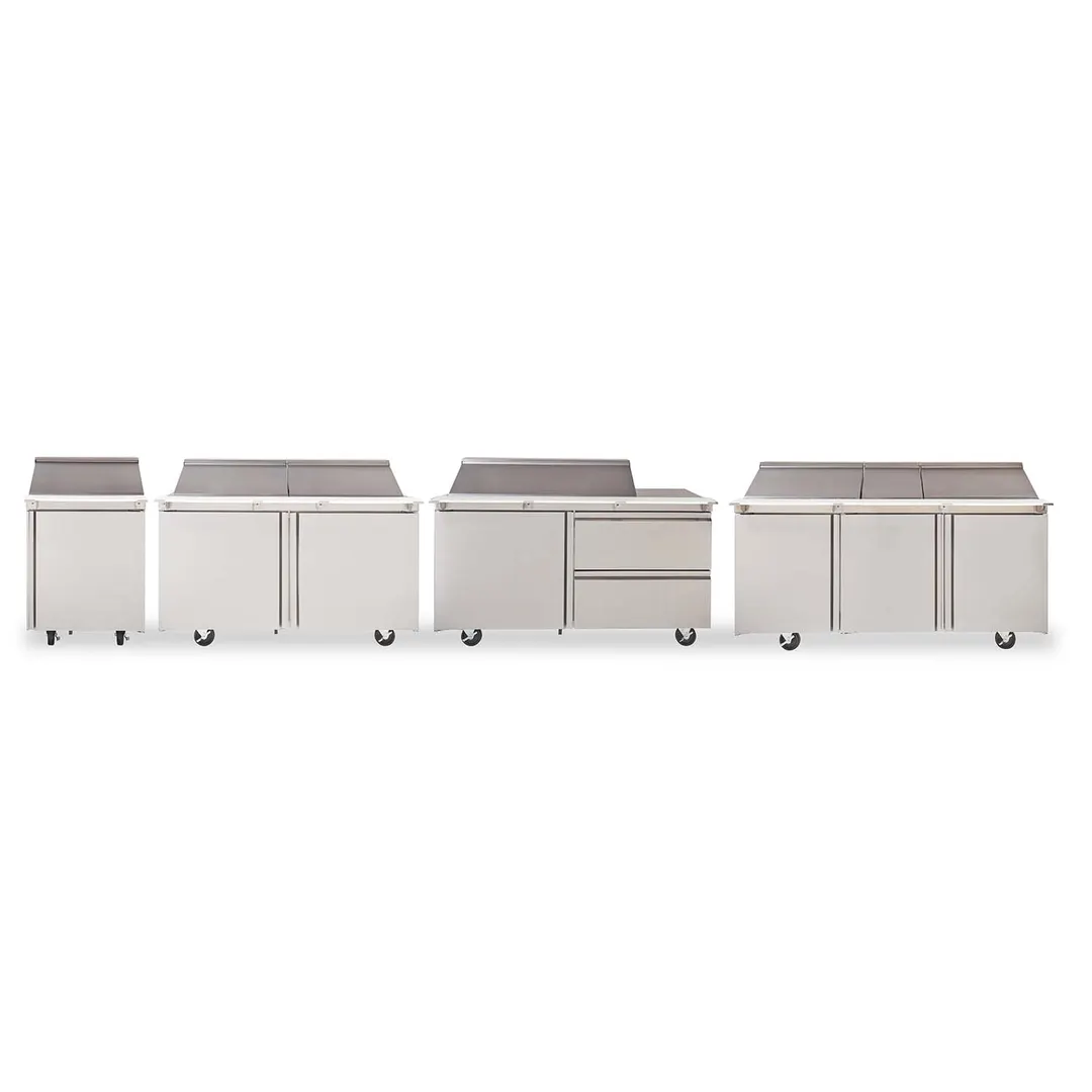 Delfield 4472NP-18 72" 3-Section Sandwich/Salad Prep Table, 3 Doors, 18 Pans, Stainless Steel
