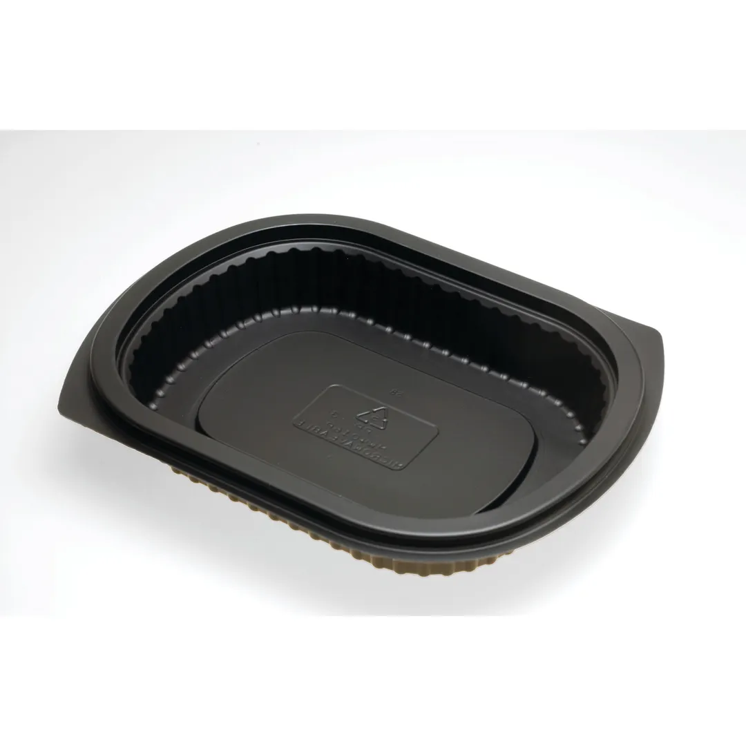 Dinex DXMW4024PBLK - Entrée Platter 24 Oz 7"5/8 x 6" 2" Black Polypropylene Microwaveable - 1/Case
