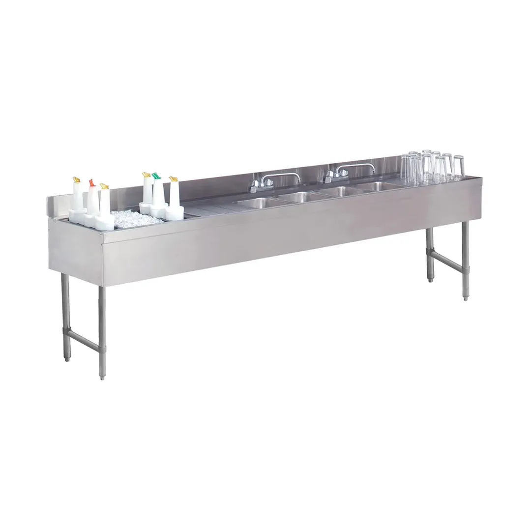 Advance Tabco CRC-84C-L 96" Sink Combo Underbar Ice Bin/Cocktail Station, 54 lbs - Left