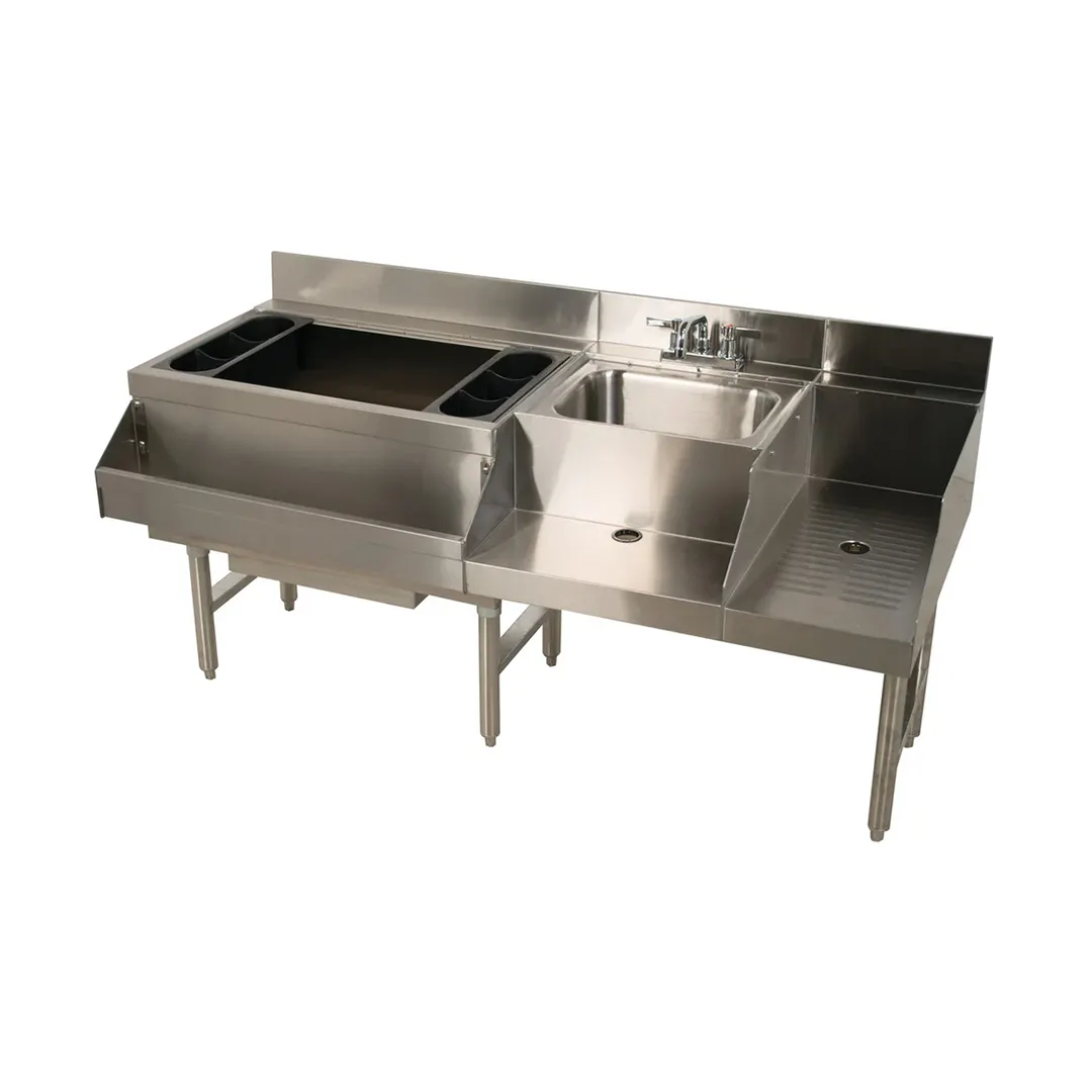 Advance Tabco CRU-60L-7 59" Blender Station Underbar Ice Bin/Cocktail Station w/ 7 Circuit-98 lbs