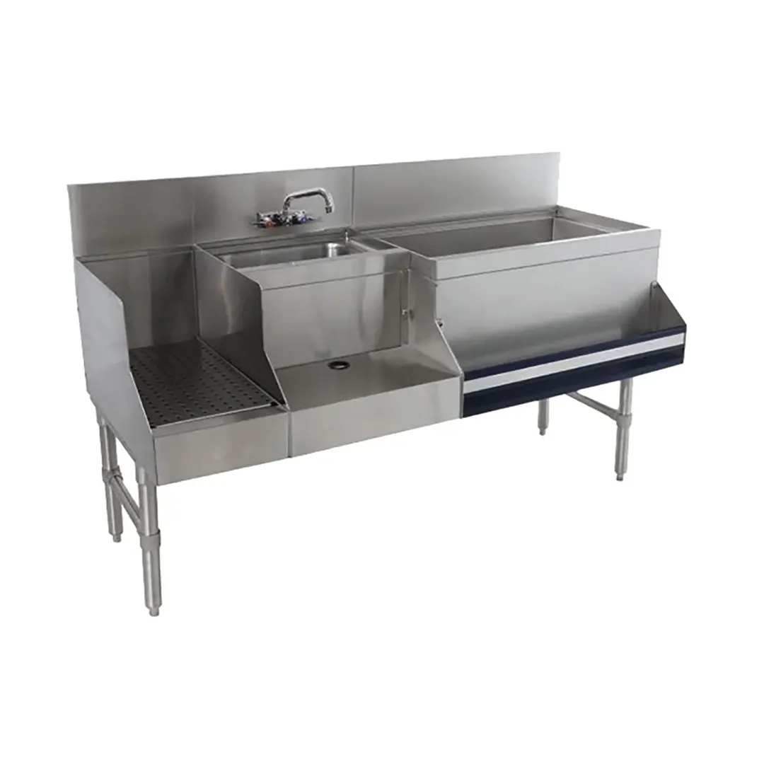 Advance Tabco PRU-19-60L-10 60" Blender Station Underbar Ice Bin/Cocktail Station w/ 10 Circuit-89 lbs