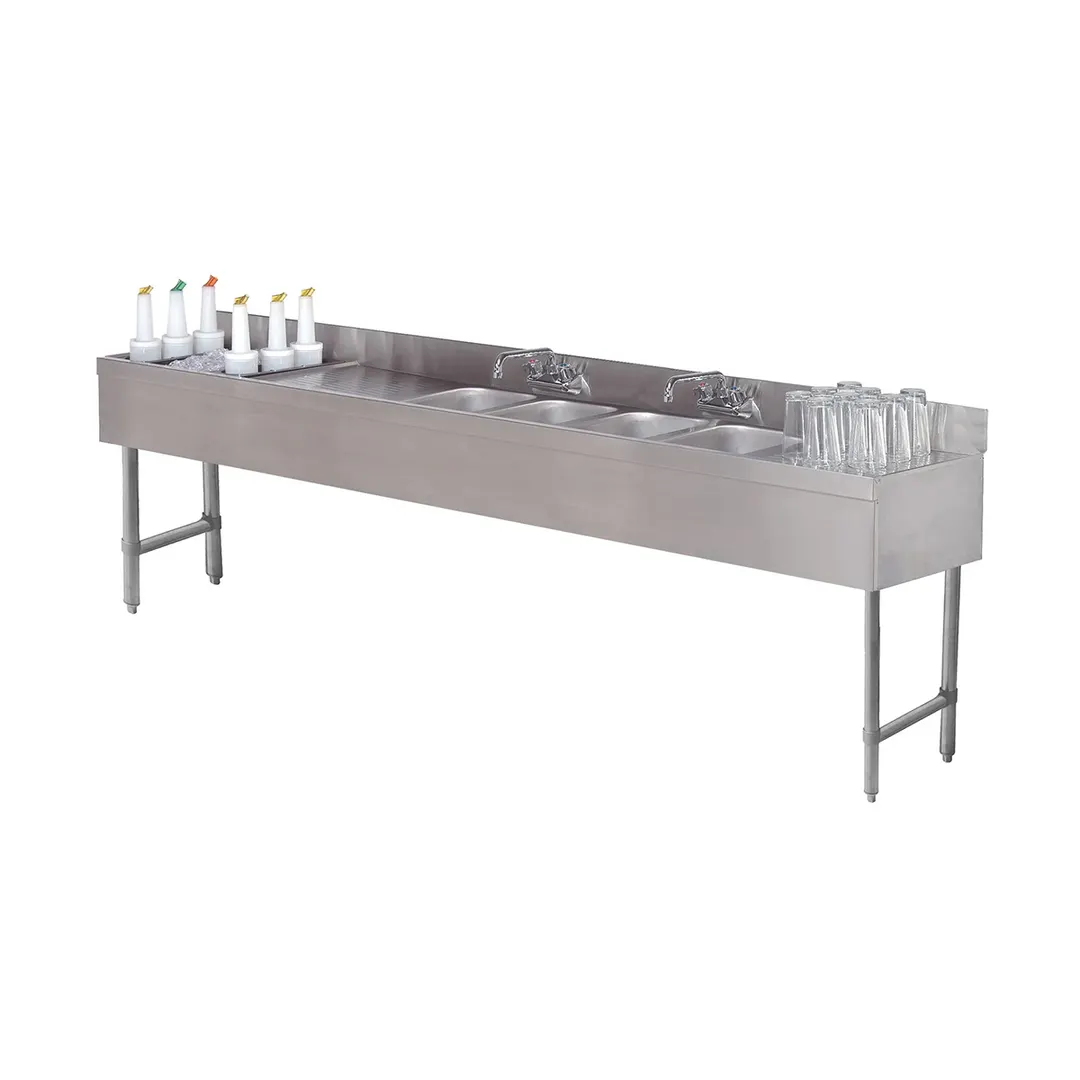 Advance Tabco SLC-84C-L 96" Sink Combo Underbar Ice Bin/Cocktail Station, 54 lbs - Left