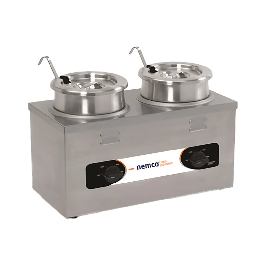 Nemco 6120A Countertop Food Pan Warmer w/ 4-Qt. Capacity, Adjustable Thermostat, 2 Wells