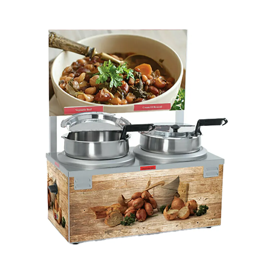 Nemco 6510-D7 Soup Warmer, Double 7 Qt. Well, with Header, Separate Thermostats