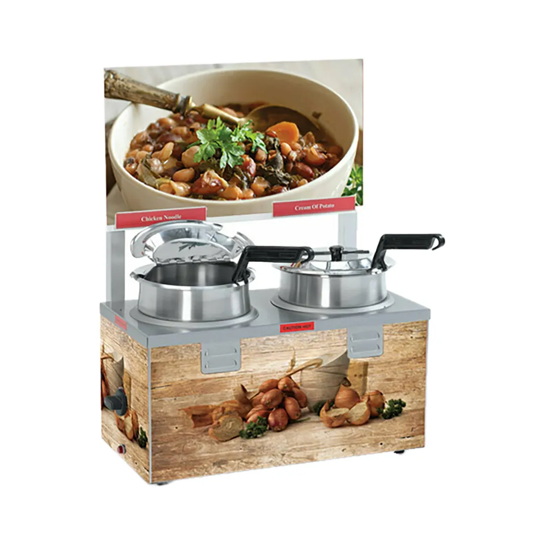 Nemco 6510A-2D4 Soup Warmer, Double 4 Qt. Well, with Header, Double Thermostat