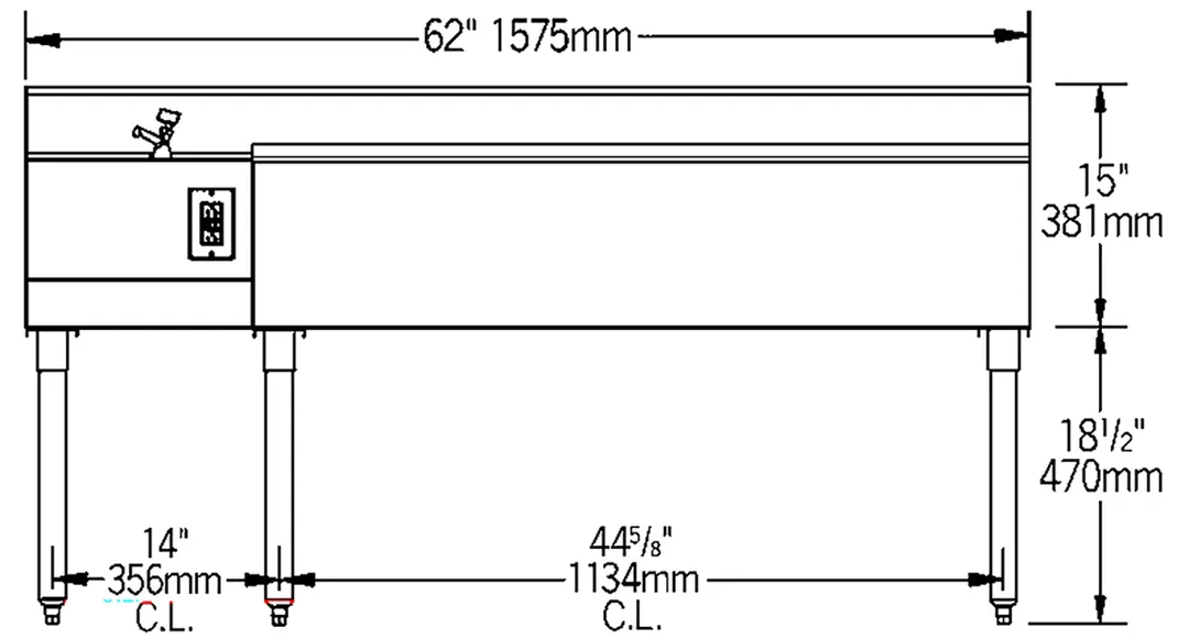 Eagle Group BM62-18L-7 62" Blender Station Underbar Ice Bin/Cocktail Station w/ 7 Circuit - Center