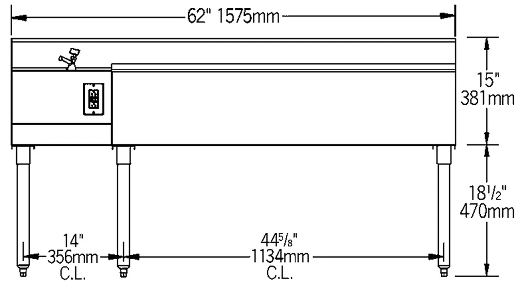 Eagle Group BM62-18L 62" Blender Station Underbar Ice Bin/Cocktail Station, Center Ice Bin