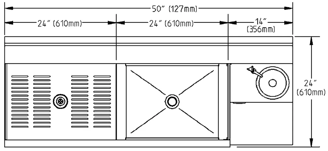 Eagle Group BM62-22R 62" Blender Station Underbar Ice Bin/Cocktail Station, Center Ice Bin