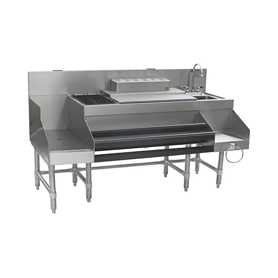 Eagle Group CCS-66-2 66" Blender Station Underbar Ice Bin/Cocktail Station w/Long Recessed Workboard