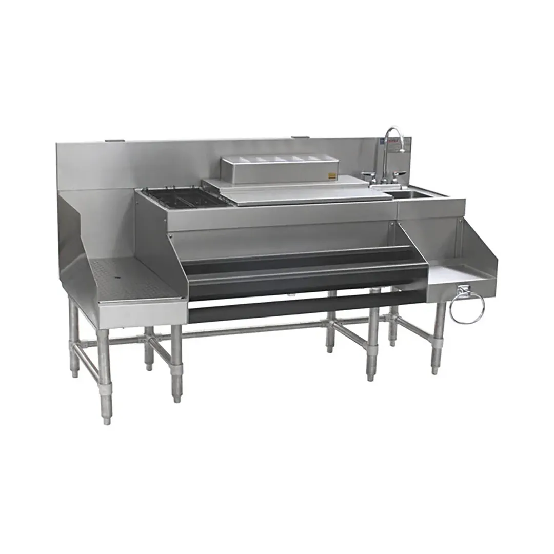 Eagle Group CCS-66-3 66" Blender Station Underbar Ice Bin/Cocktail Station w/Long Recessed Workboard