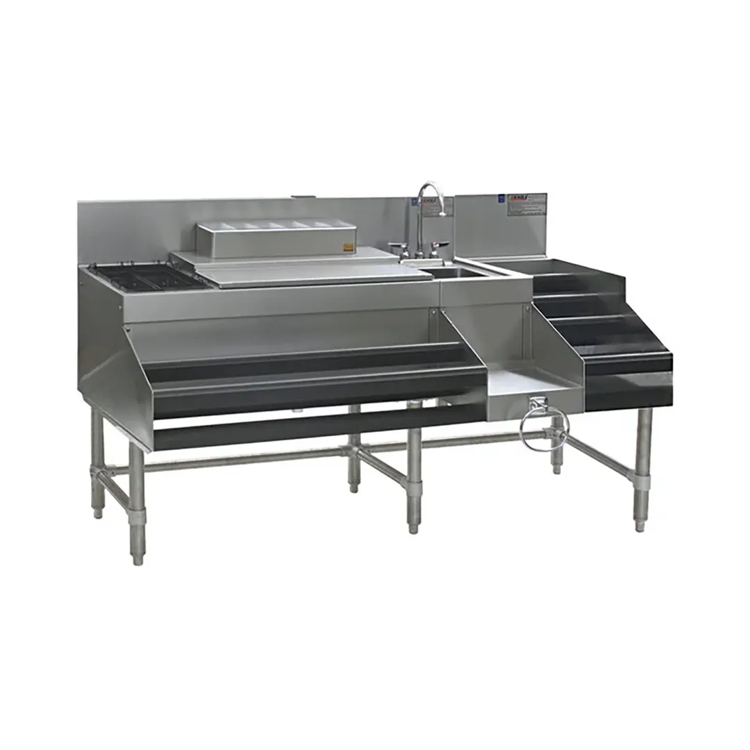 Eagle Group CCS-72-1 72" Blender Station Underbar Ice Bin/Cocktail Station w/Long Liquor Display