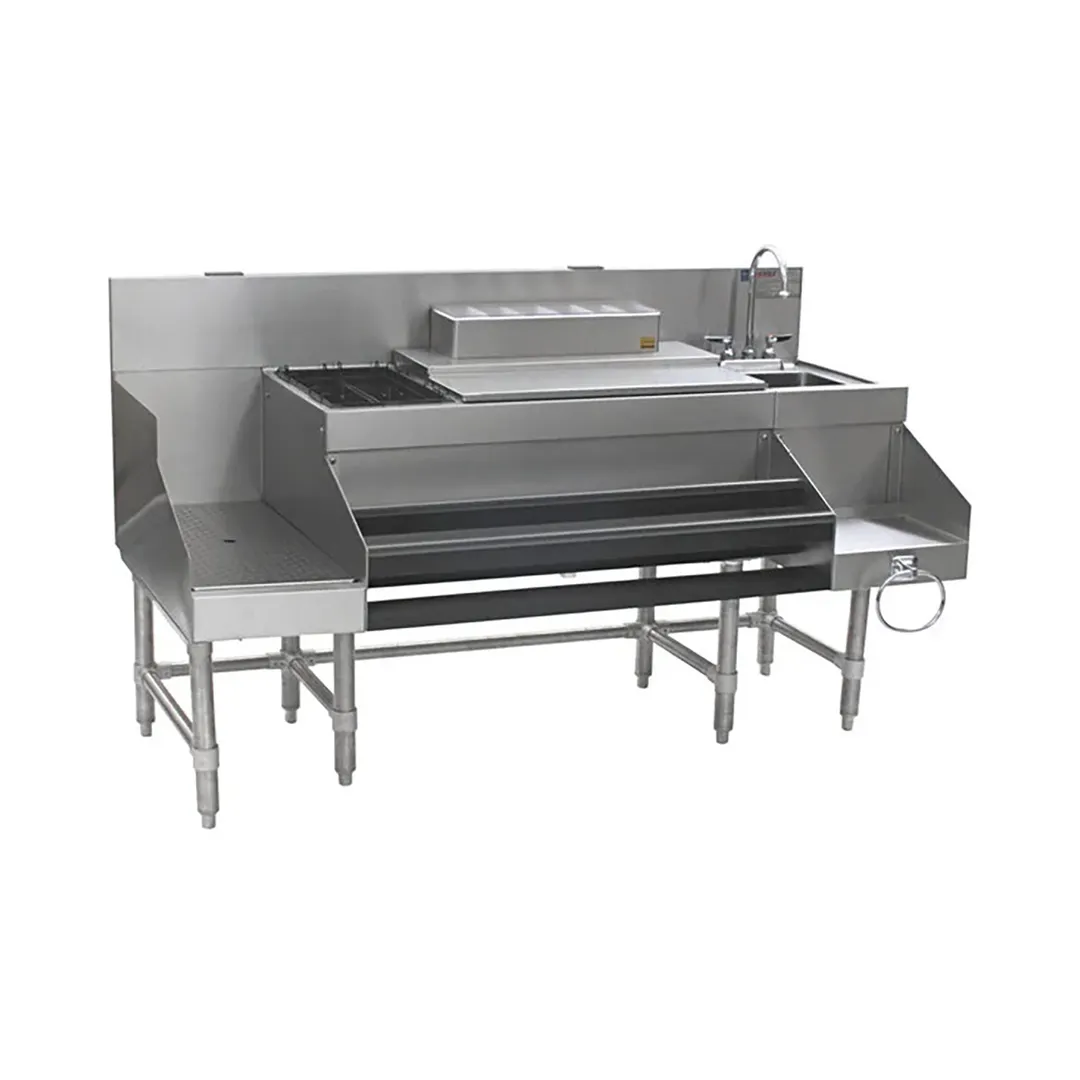 Eagle Group CCS-72-2 72" Blender Station Underbar Ice Bin/Cocktail Station w/Long Recessed Workboard
