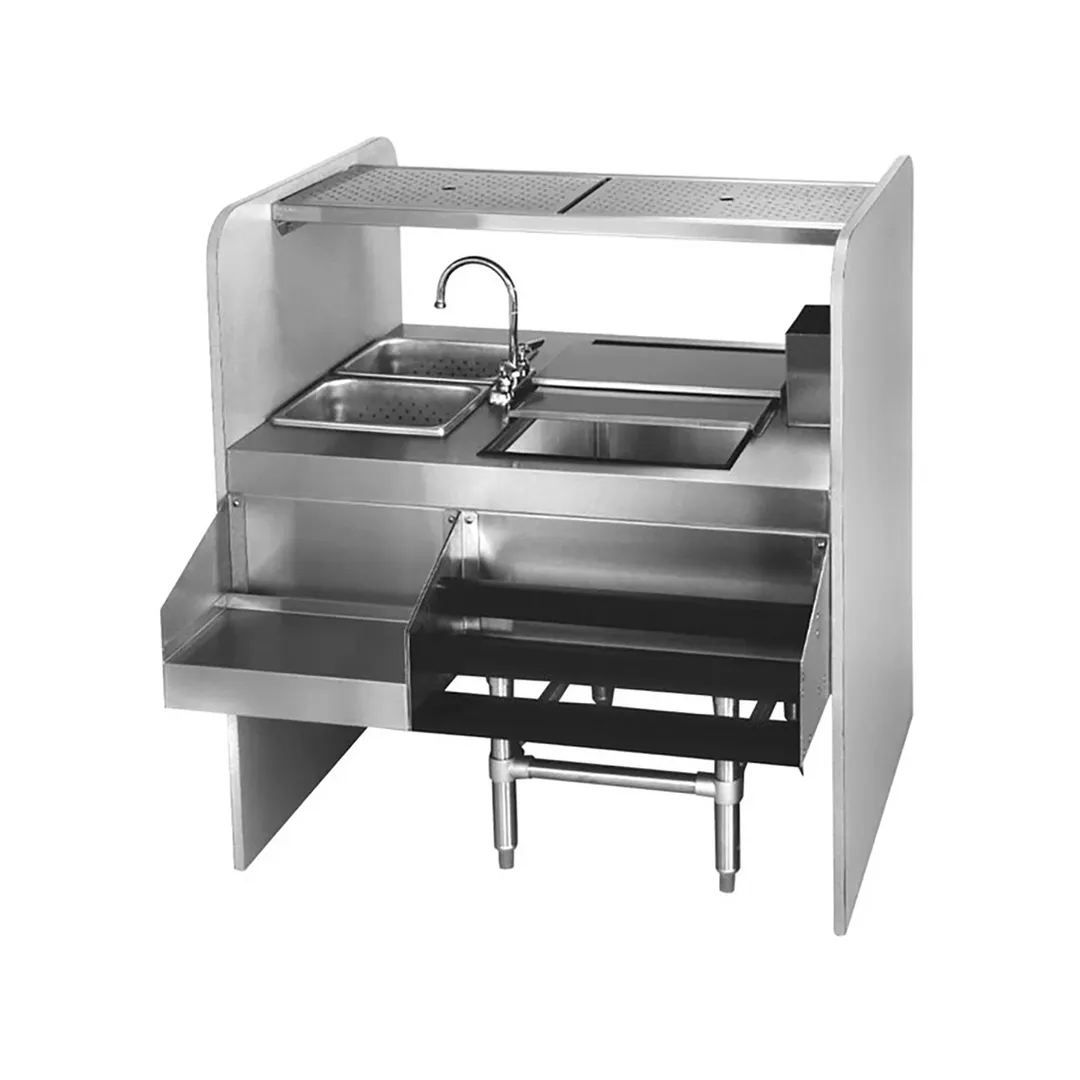 Eagle Group CS42-32R 42" Pass-Thru Combo Underbar Ice Bin/Cocktail Station w/Overshelf & 8 Circuit