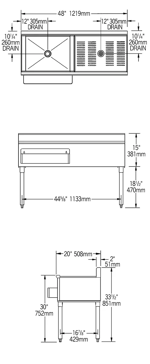 Eagle Group CWS4-18L 48" Drainboard Underbar Ice Bin/Cocktail Station, Left Ice Bin