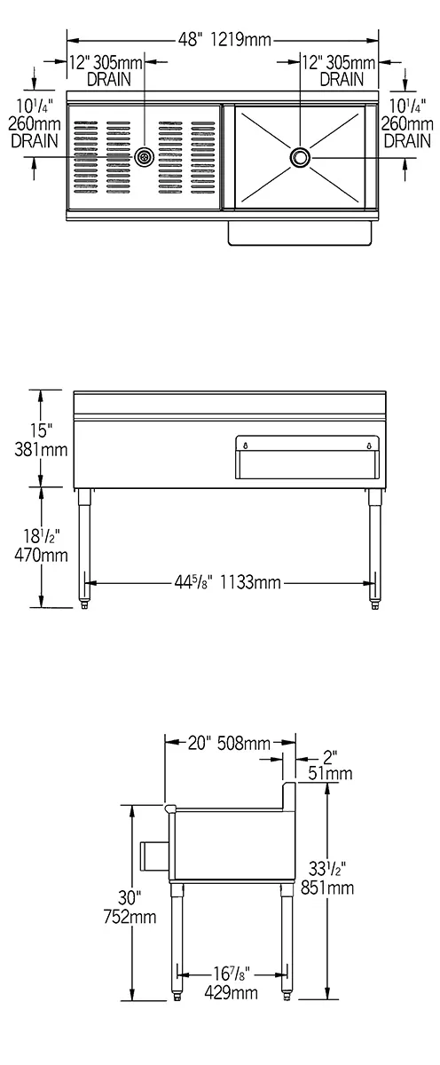 Eagle Group CWS4-18R 48" Drainboard Underbar Ice Bin/Cocktail Station, Right Ice Bin
