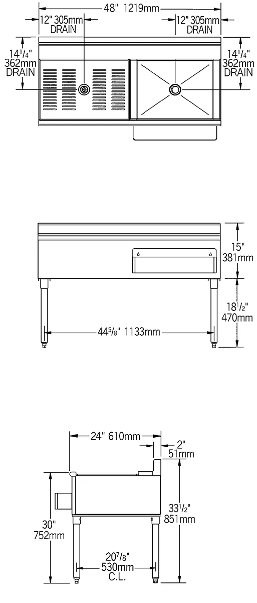 Eagle Group CWS4-22R 48" Drainboard Underbar Ice Bin/Cocktail Station, Right Ice Bin