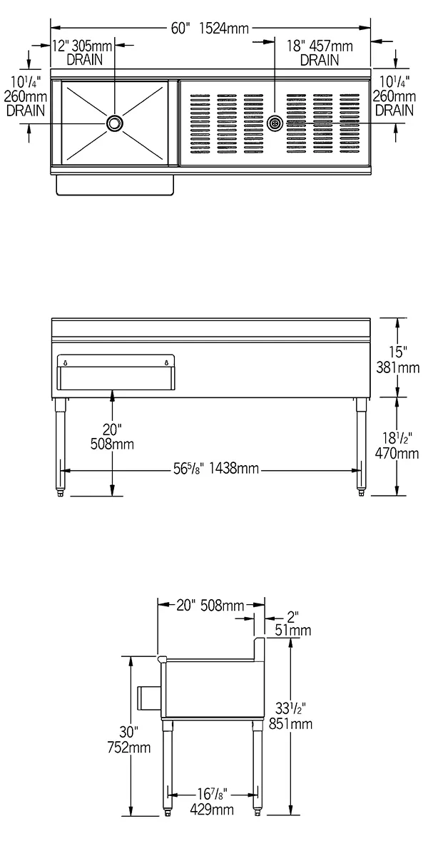 Eagle Group CWS5-18L-7 60" Drainboard Underbar Ice Bin/Cocktail Station w/ 7 Circuit - Left