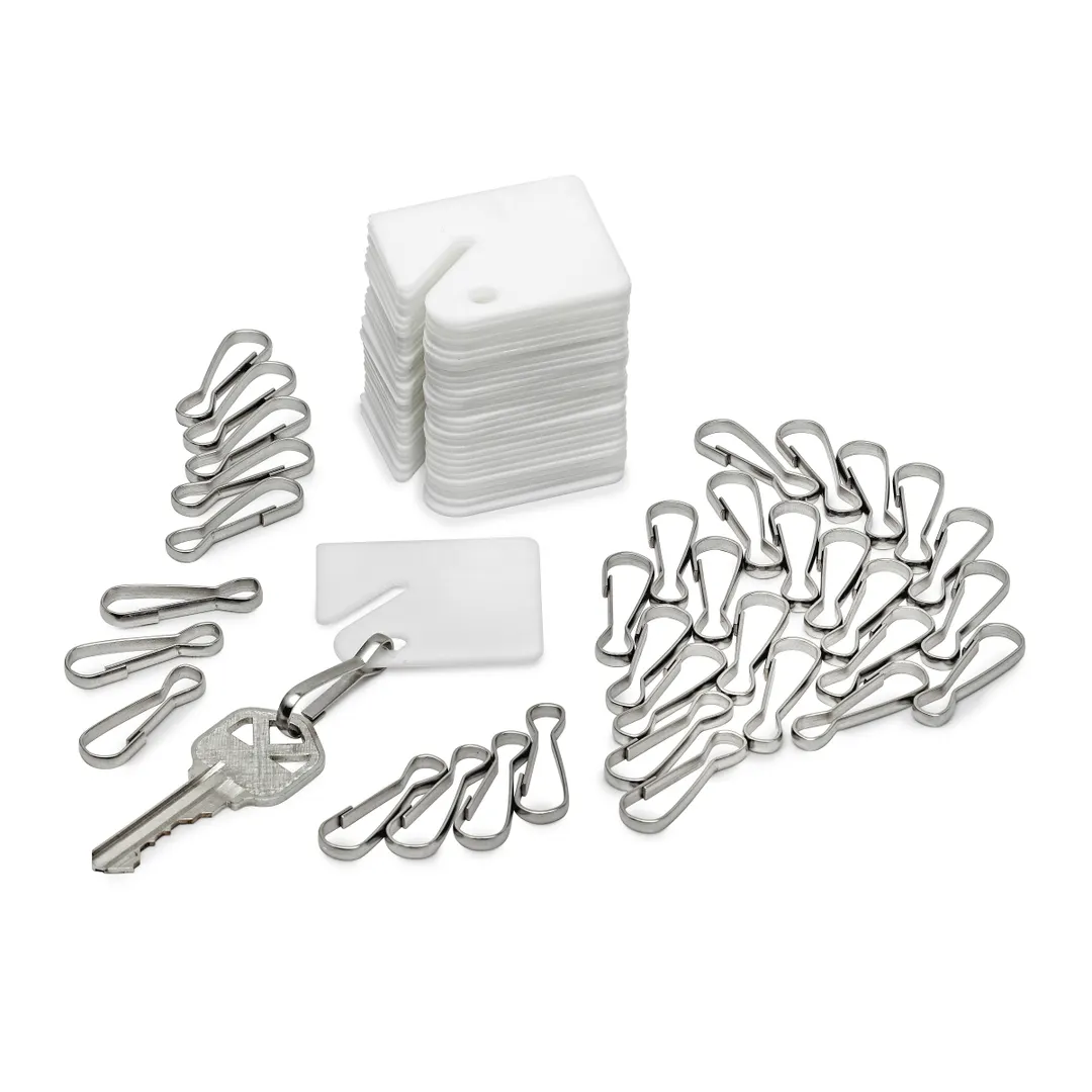 Alpine Industries ADI689-30 Plastic Key Tags, White, Durable Office Organization