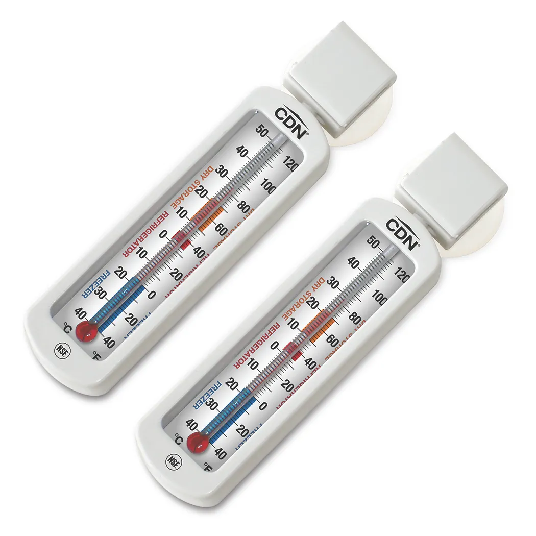 CDN EFG120-X2 Refrigerator/Freezer Thermometer -40 to +120°F 1/2"W x 2-1/4"H ABS Non-Mercuric Pack