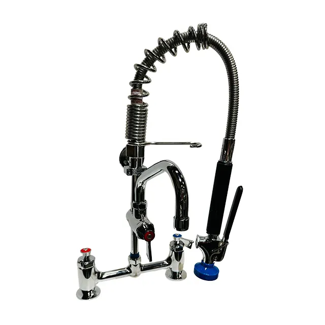 Fisher 74330 Mini Pre-Rinse Unit, Deck Mount, Spring Style, 8" Centers, 4" Riser