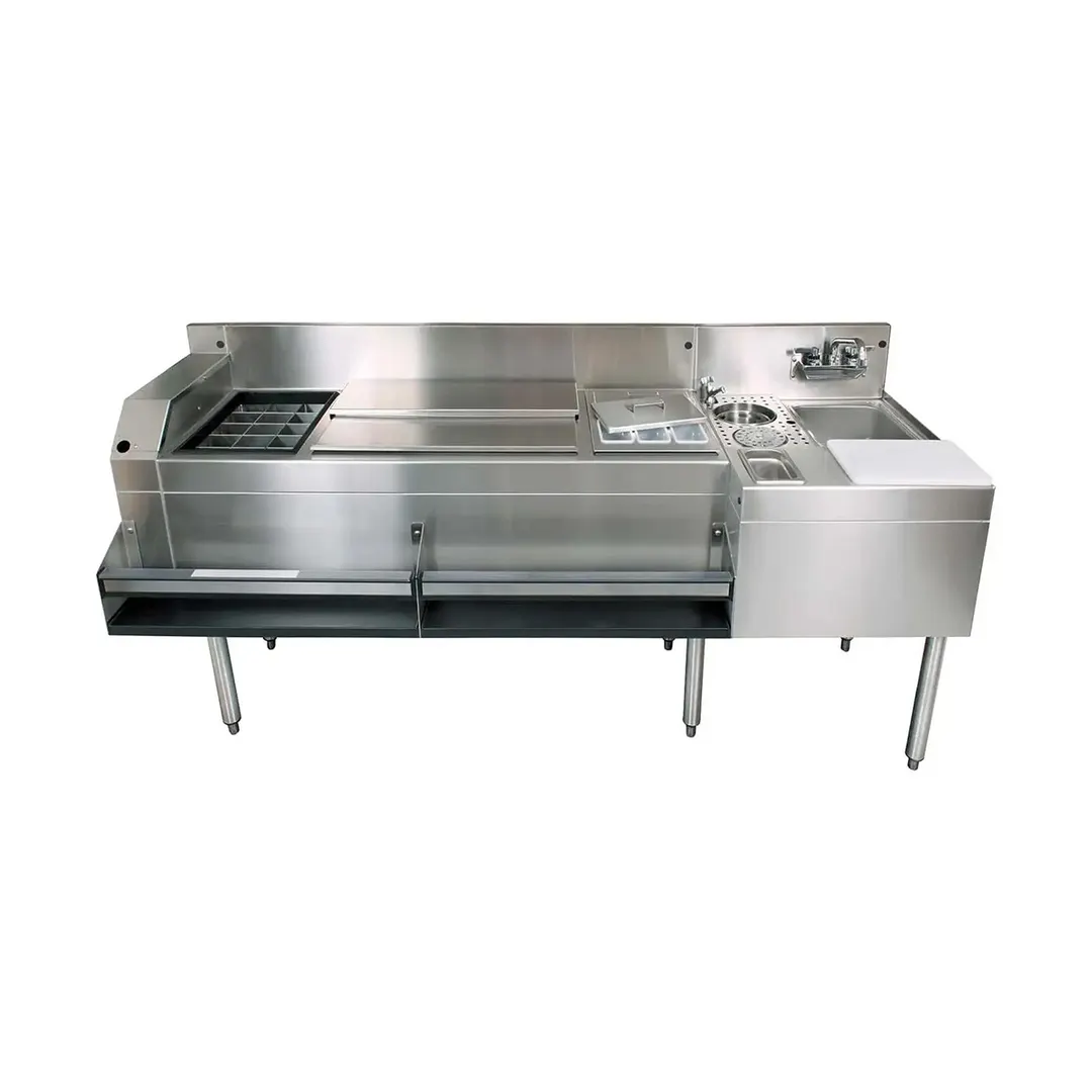 Glastender MXS72-CP10 72" Sink Combo Underbar Ice Bin/Cocktail Station w/ 10 Circuit - Center