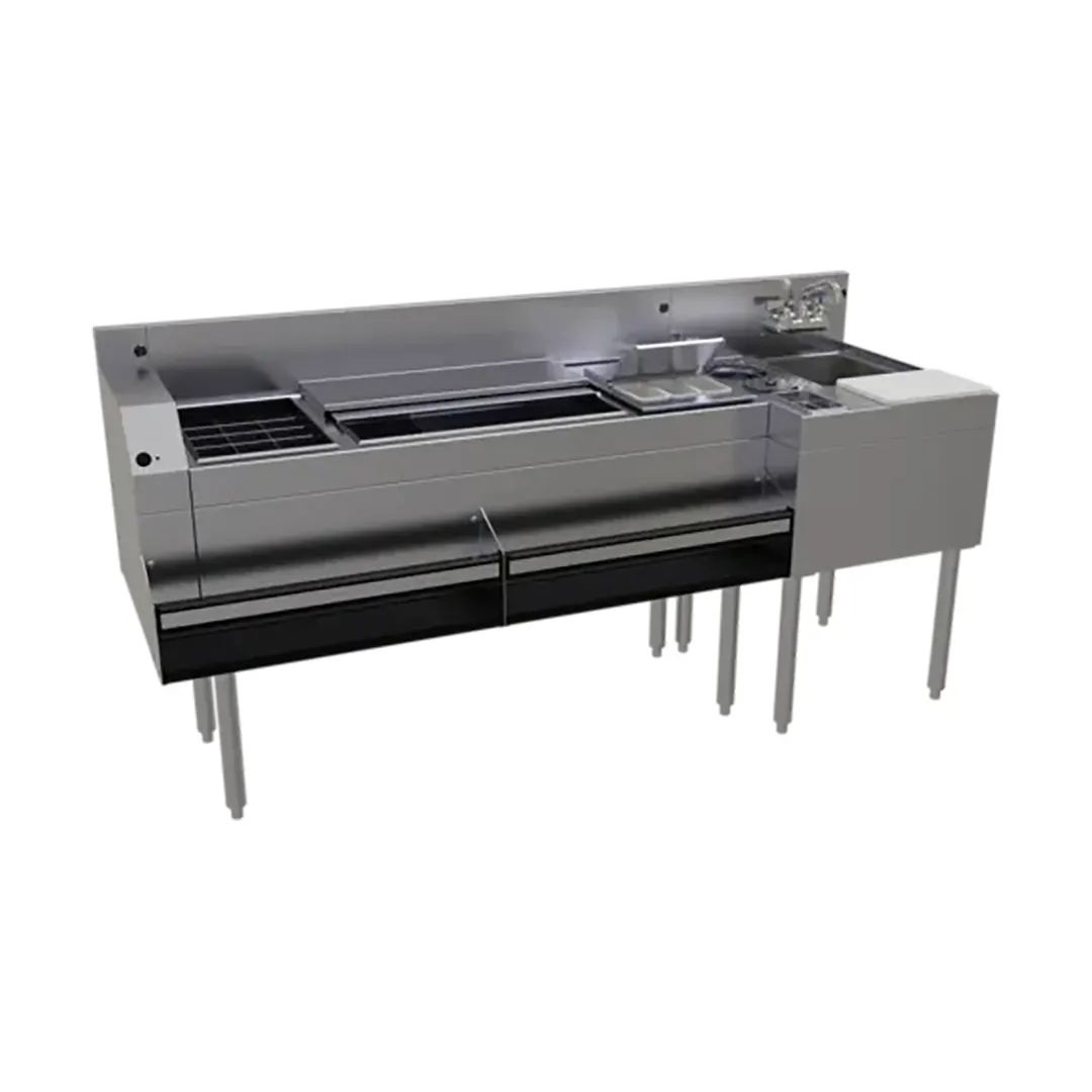 Glastender MXS72-CP10 72" Sink Combo Underbar Ice Bin/Cocktail Station w/ 10 Circuit - Center