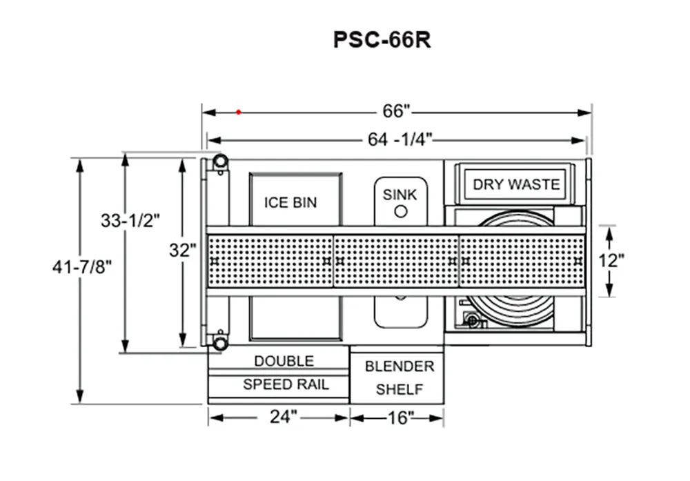 Glastender PSC-66R 66" Pass-Thru Combo Underbar Ice Bin/Cocktail Station w/ Overshelf & Glasswasher