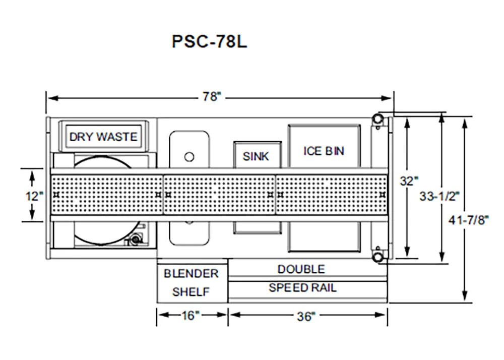 Glastender PSC-78L 78" Pass-Thru Combo Underbar Ice Bin/Cocktail Station w/ Overshelf & Glasswasher