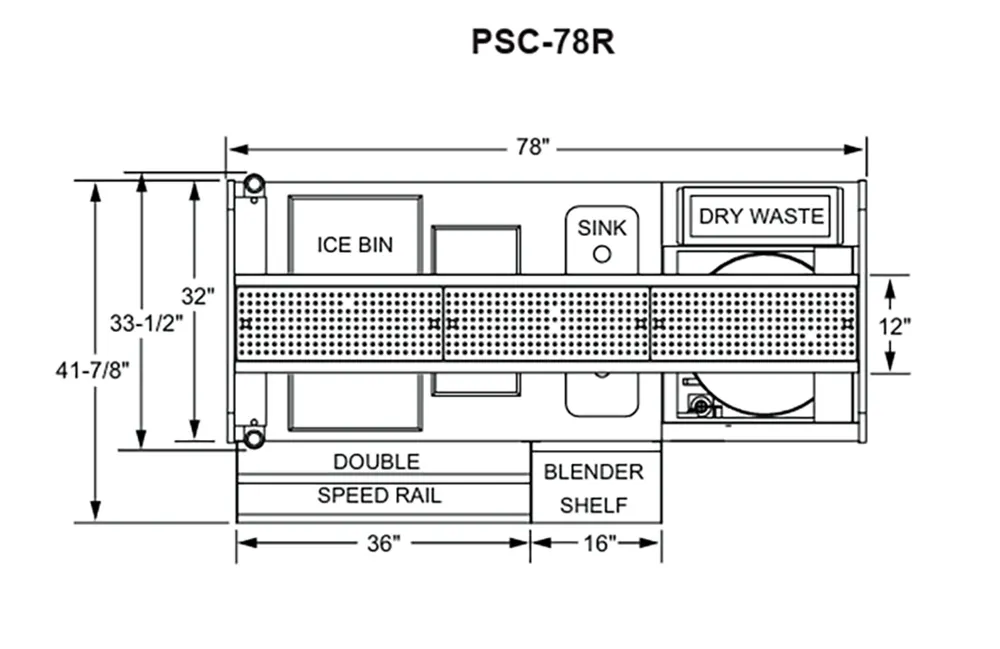 Glastender PSC-78R 78" Pass-Thru Combo Underbar Ice Bin/Cocktail Station w/ Overshelf & Glasswasher