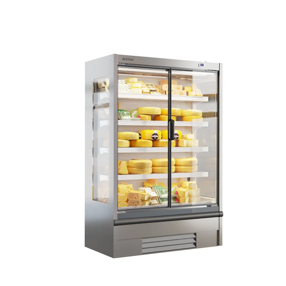 Infrico USA IAG-ML09DCPIM1 40" Refrigerator, 21.25 cu ft, 2-Glass Doors, Steel, R290, LED
