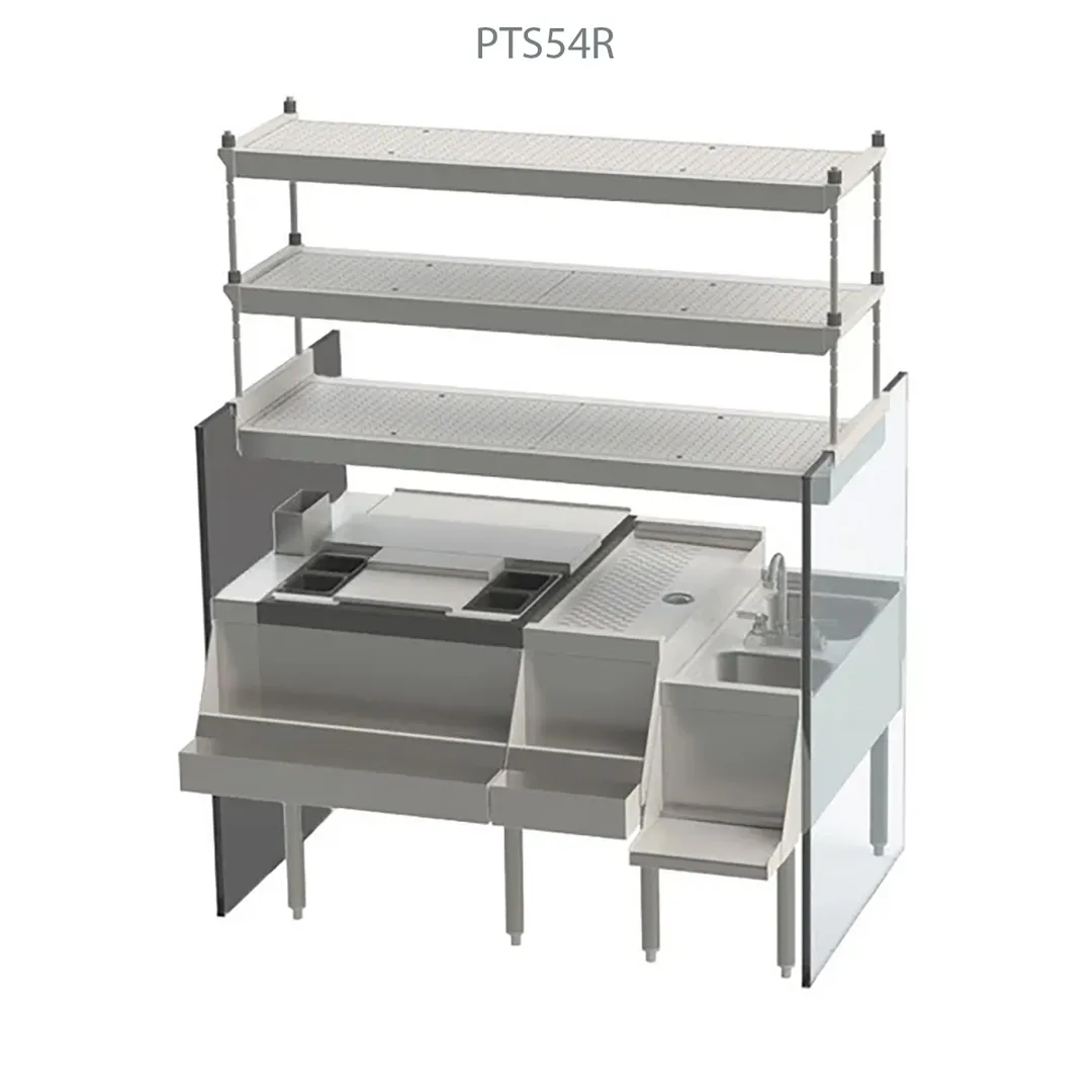 Perlick PTS54L-LF 54" Pass-Thru Combo Underbar Ice Bin/Cocktail Station w/ 8 Circuit - 95 lbs / Right