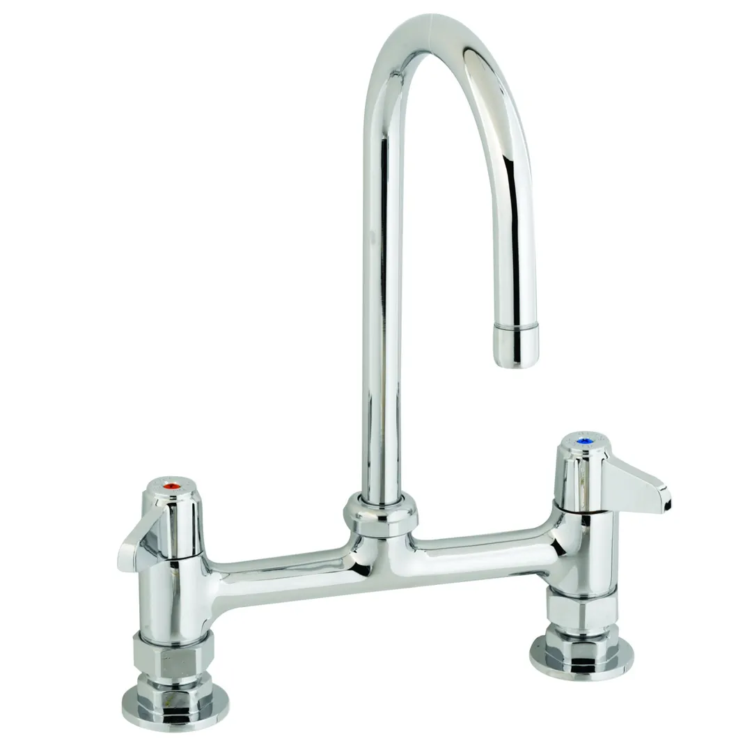 T&S Brass 5F-8DLX05 Equip Faucet, 8" Center, Deck Mount, 5-1/2" Swivel Gooseneck