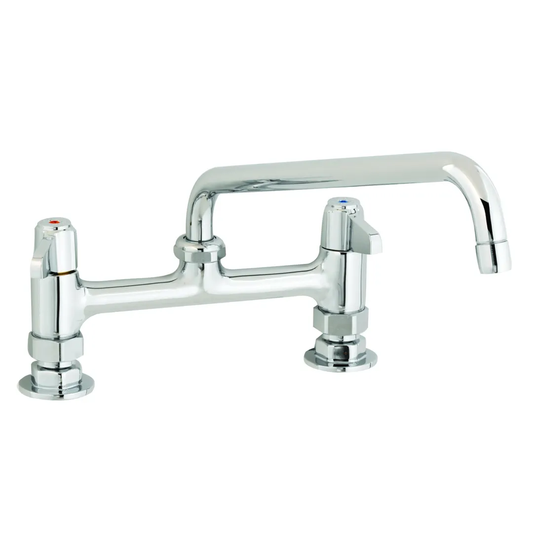 T&S Brass 5F-8DLX12 Equip Faucet, 8" Centers, Deck Mount, 12" Swing Nozzle