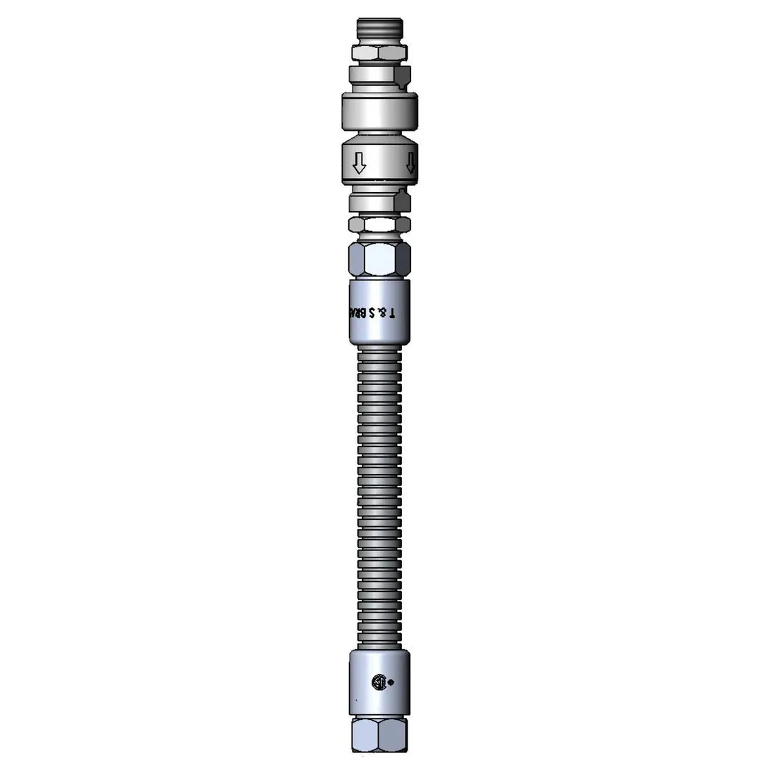 T&S Brass B-0012-VB Hose, 12", Flexible, Stainless Steel, with Vacuum Breaker
