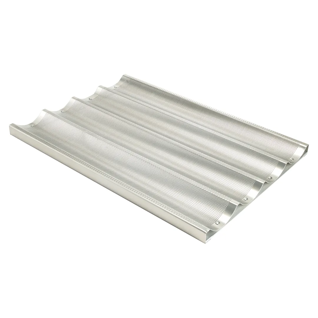 Winco ABPN-4 Aluminum Perforated Four Slot Baguette Pan