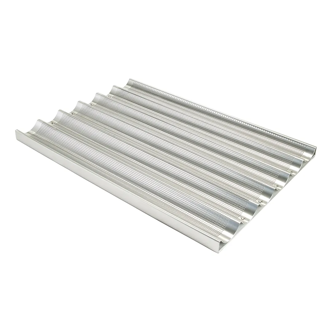 Winco ABPN-6 6 Slot Aluminum Baguette Pan, 18"L x 26"W