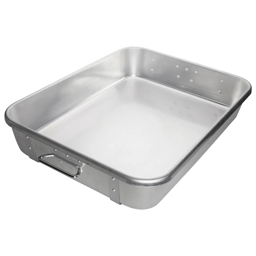 Winco ALRP-1824 Aluminum Double Roast Pan with Straps and Handles (Top) - 24" x 18" x 4 1/2"