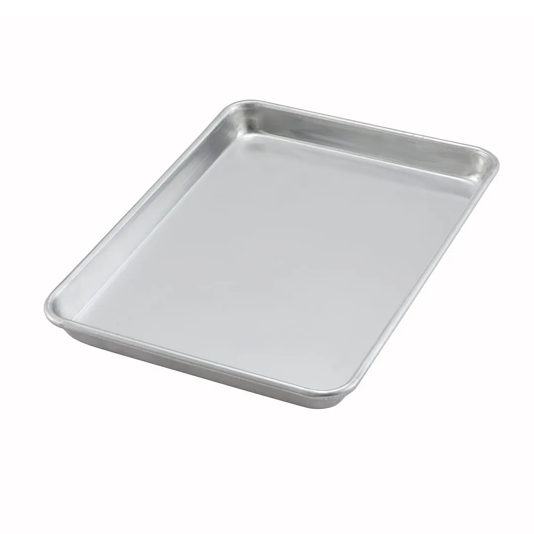 Winco ALXP-1013 1/4 Size Aluminum Bun / Sheet Pan - Wire in Rim, 13" x 9 1/2", 20-Gauge